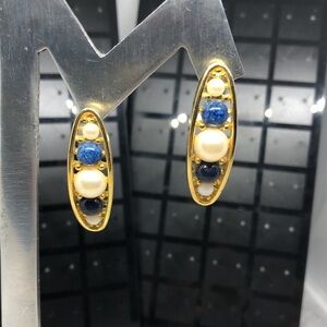 Vintage Liz Claiborne Bejeweled Statement Earrings Costume Jewelry.